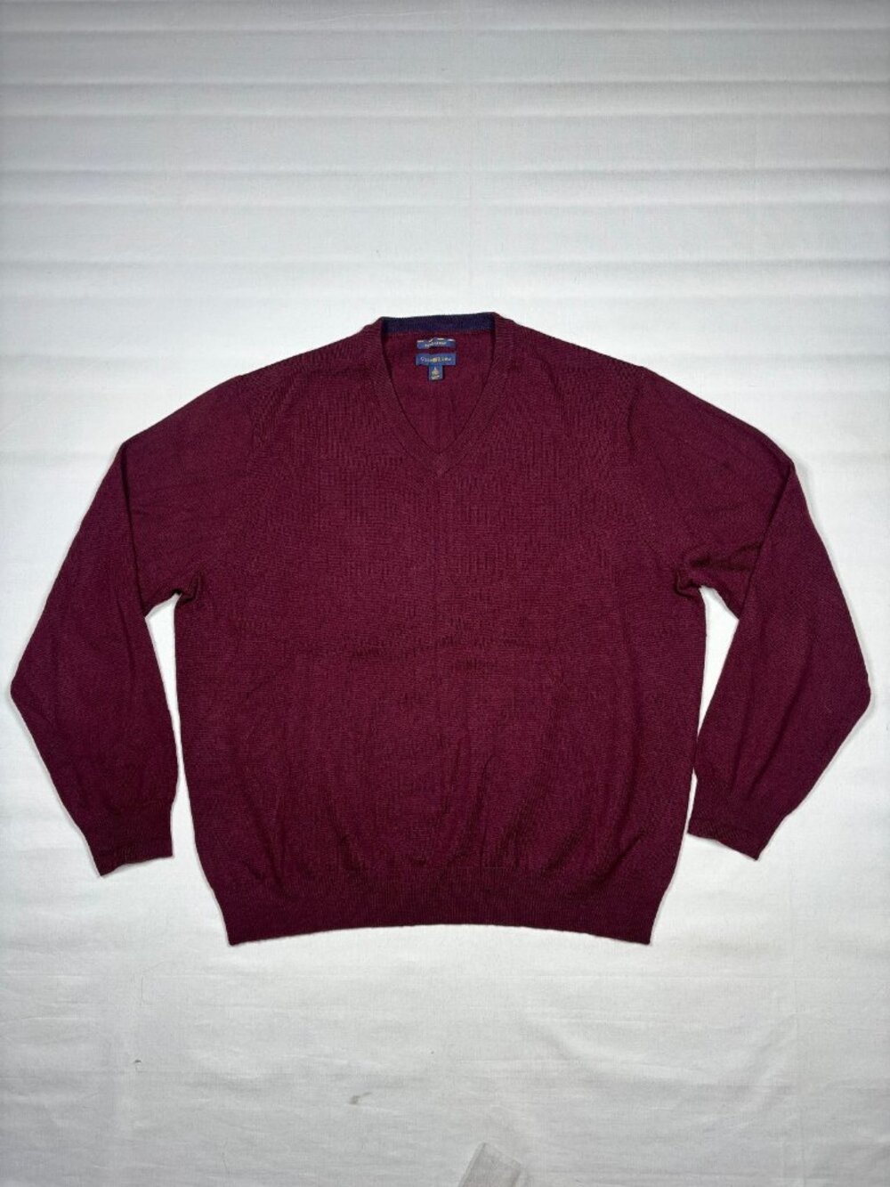 Club Room Estate Merino Wool Sweater Men L Burgundy Red V Neck Pullover Knit